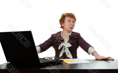middle-aged woman at a computer