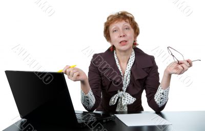 middle-aged woman at a computer