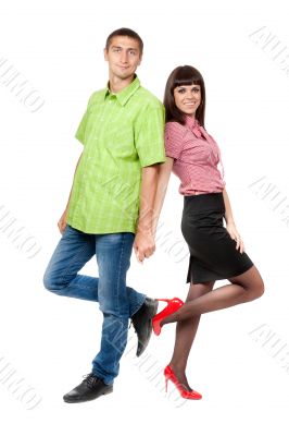 Lovely pair of full-length studio. Isolate on white.