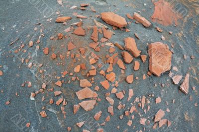 rusty rocks in the sand