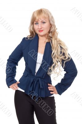 young confident blond business woman, isolated on white