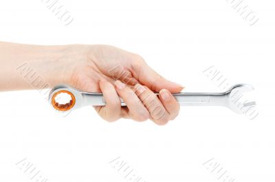 Handle wrench isolated on white background.