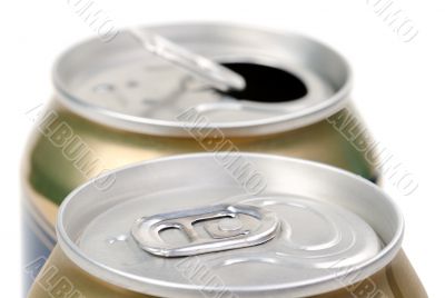 Beer can on white background