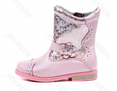 One children`s pink leather boots