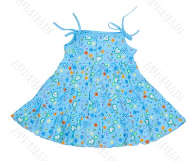 colored blue children`s summer dress