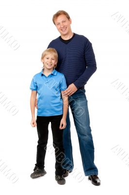 Dad and son are in the studio