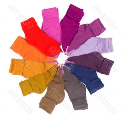 New colored socks stacked around