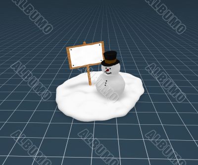 snowman and blank sign