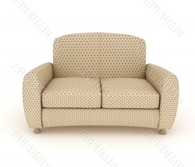 Modern beige leather sofa in a flecked