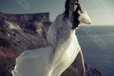 girl in a long white dress