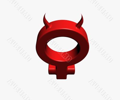 Female symbol with horns on white background - 3d illustration