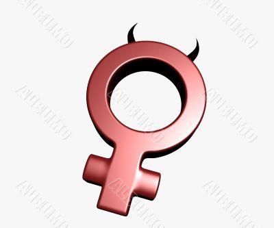 Female symbol with horns on white background - 3d illustration