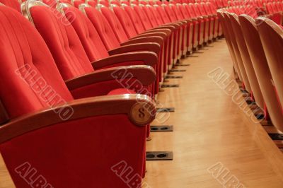 Background of red theatrical red chairs
