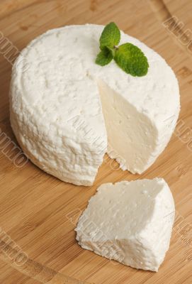 Fresh cheese, is on the board