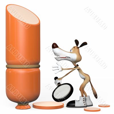 Dog with sausage. illustration.