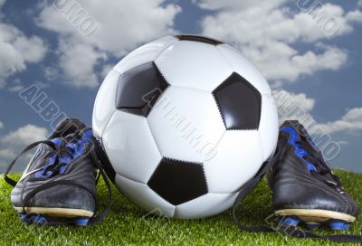 Soccer ball and shoes