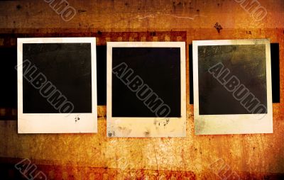 Polaroid photo frames over grunge background