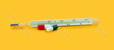 thermometer with pill