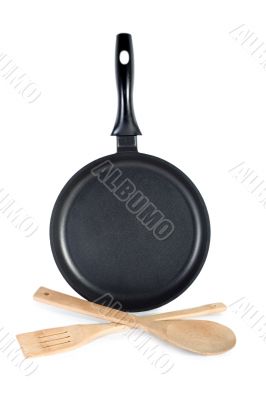 frying pan with set spoon 