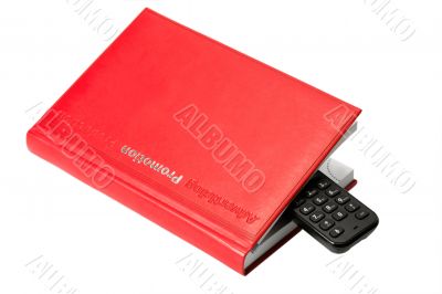 phone in red organizer