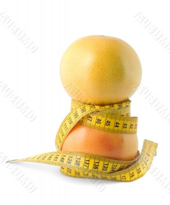 grapefruit and measuring tape