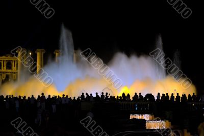 Silhouette People of Magic fountain