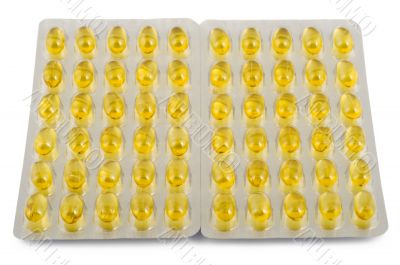 yellow capsules with fish oil