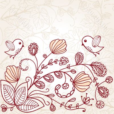 Cute greetings card with birds on a swing