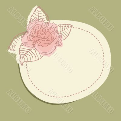 Vintage frame with flower branch and small hearts