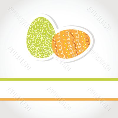 Easter card with two hand drawn eggs