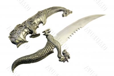 sword and the sheath executed in the form of a dragon on a white