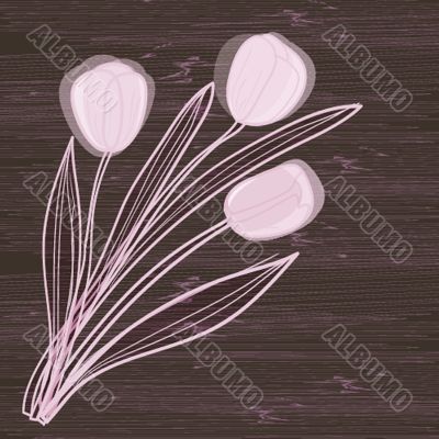 Decorative background with Tulips flowers