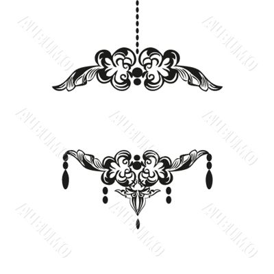 Black chandelier silhouette with candles.