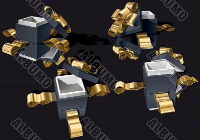Set of Open Gift Boxes