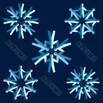 Set of origami people snowflakes