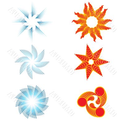 Set of six day and night symbols