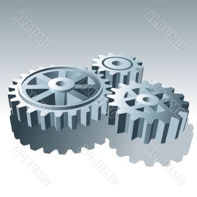 Metal Set of Operation Gears. Vector Illustration.