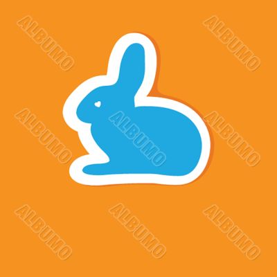 Abstract cartoon  easter card with cute bunny