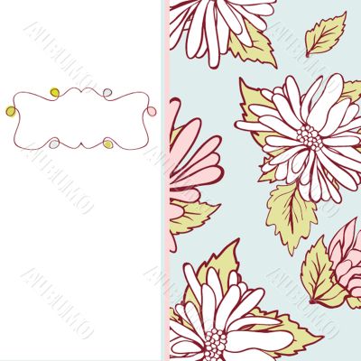 Vintage vector frame on floral background