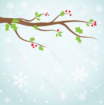 Christmas card with holiday elements.