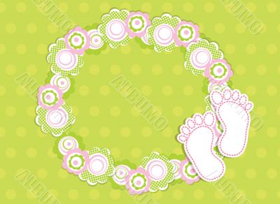 Vintage baby girl arrival announcement card.