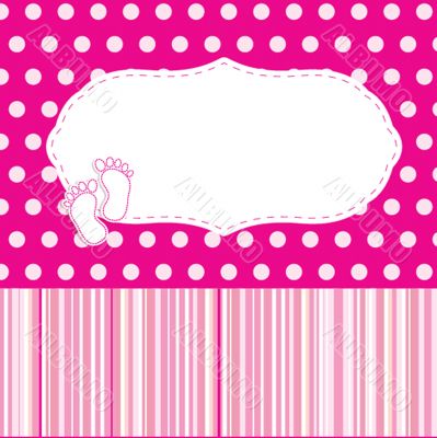 Vintage baby girl arrival announcement card.