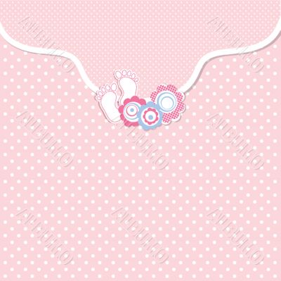 Vintage baby girl arrival announcement card.