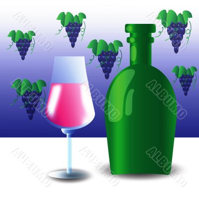  green bottle and wineglass