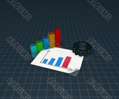 business graph and gear wheel