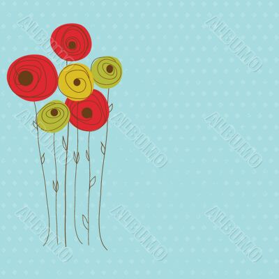 Retro card with vintage rose