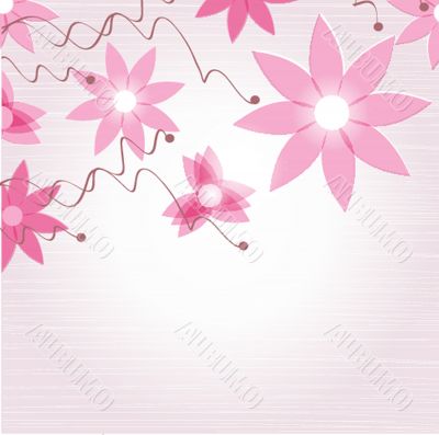 Vintage floral card with handdrawn flowers