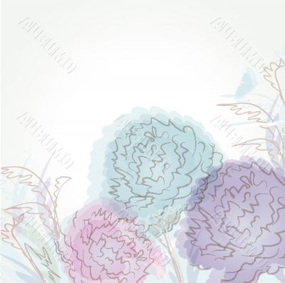 Vintage floral card with handdrawn flowers