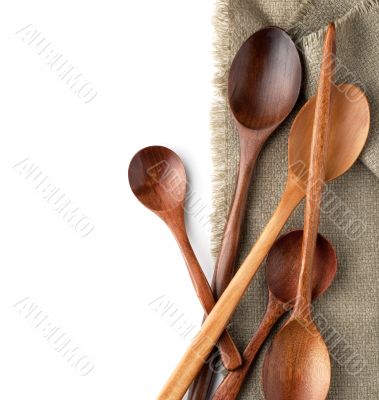 Spoons on a kitchen towel