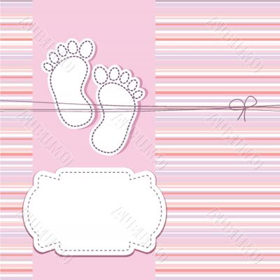 Vintage baby girl arrival announcement card.